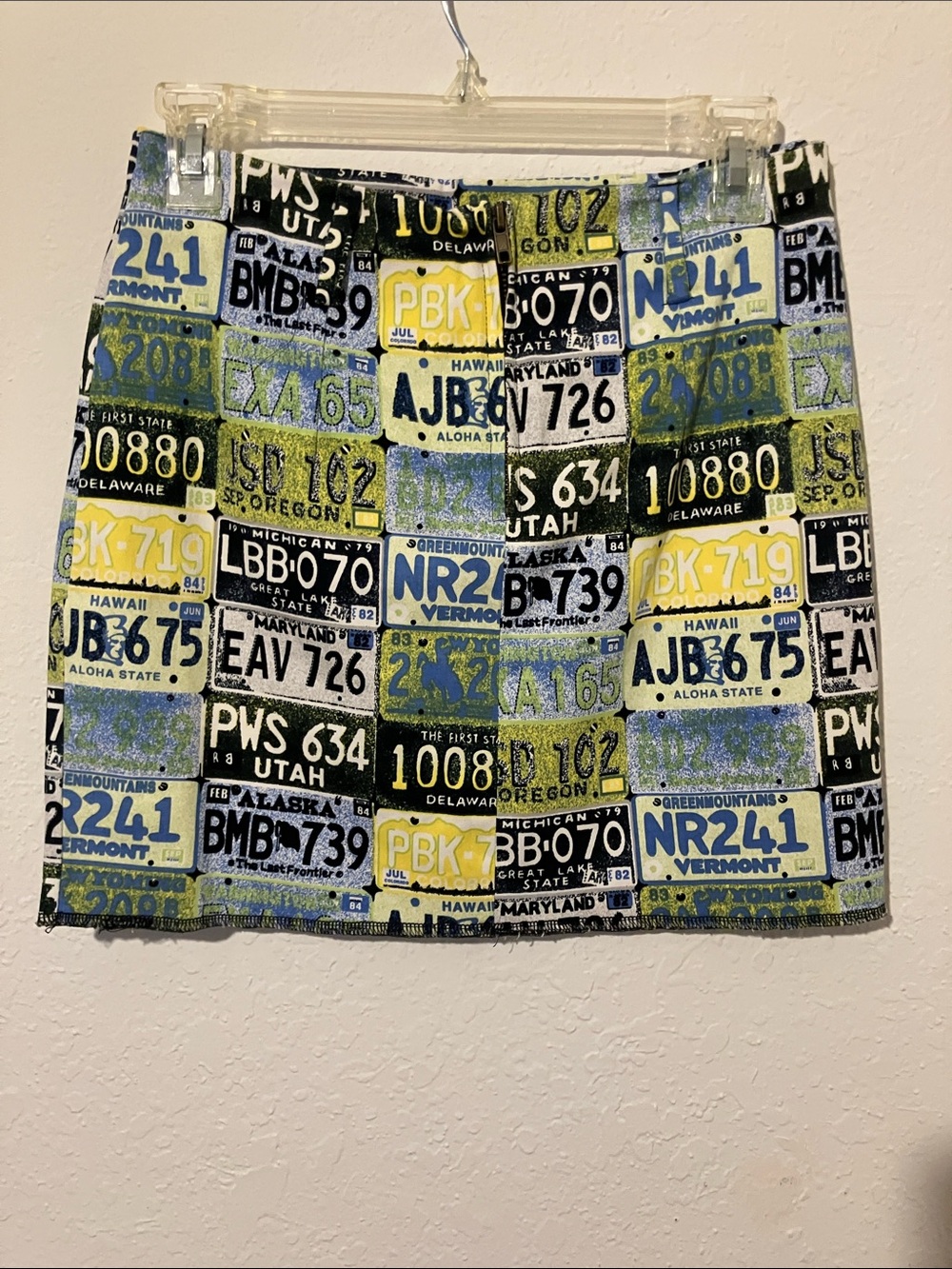 License Plate Patchwork Mini Skirt - Green/Blue/Black/Yellow. Sz S. NEW - Picture 3 of 3